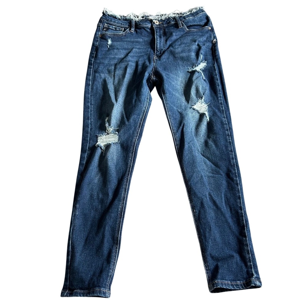KanCan Ripped Skinny Jeans Womens Size 13/30 Blue Denim Distressed Pants